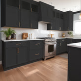 RTA Solid Wood Newtown Two Drawer Base Cabinet Charcoal Black for Kitchen, Bathroom & Laundry storage